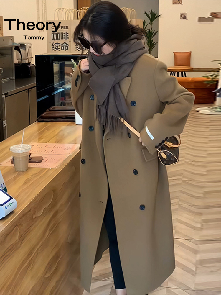TheoryTommy双面羊绒大衣中长款