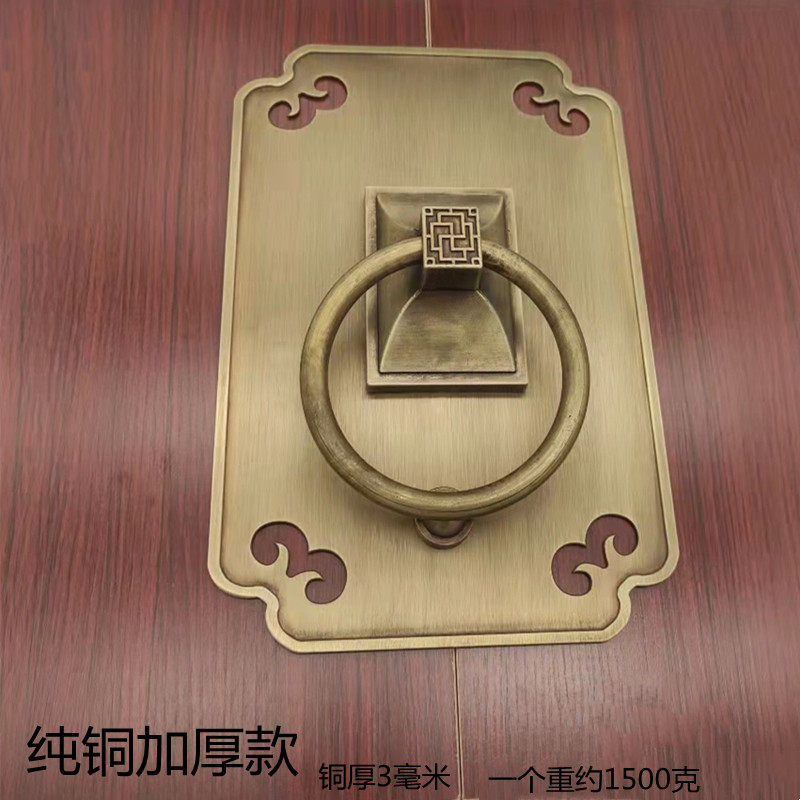 中式仿古大门拉手纯铜门把手兽头狮子头虎头门环复古木门方型拉手