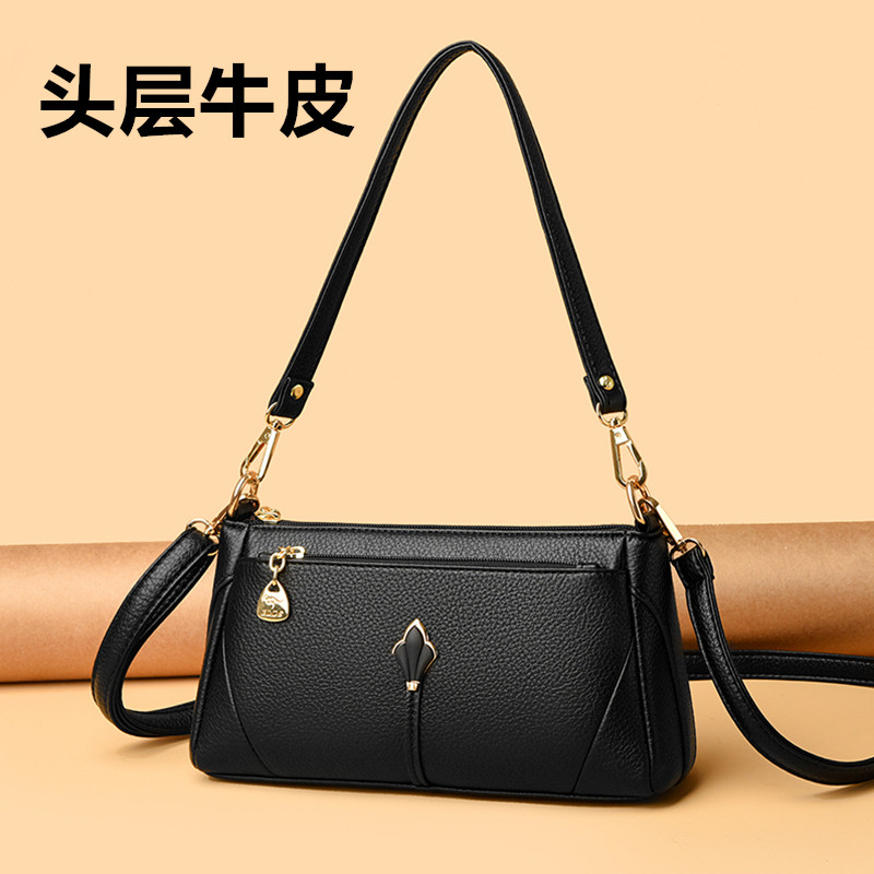 头层牛皮单肩斜挎包女软真皮手提包小方包中年妈妈包2025新款百搭