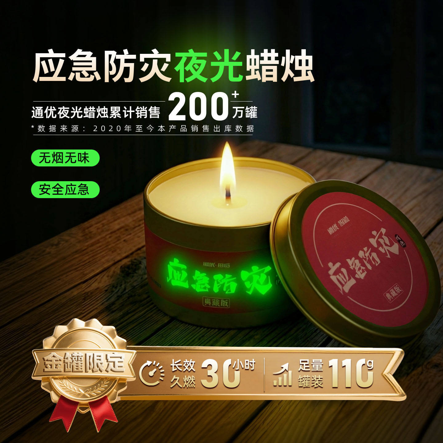 榄菊应急防灾夜光蜡烛无烟无味安全应急长效久燃户外露营探洞家庭