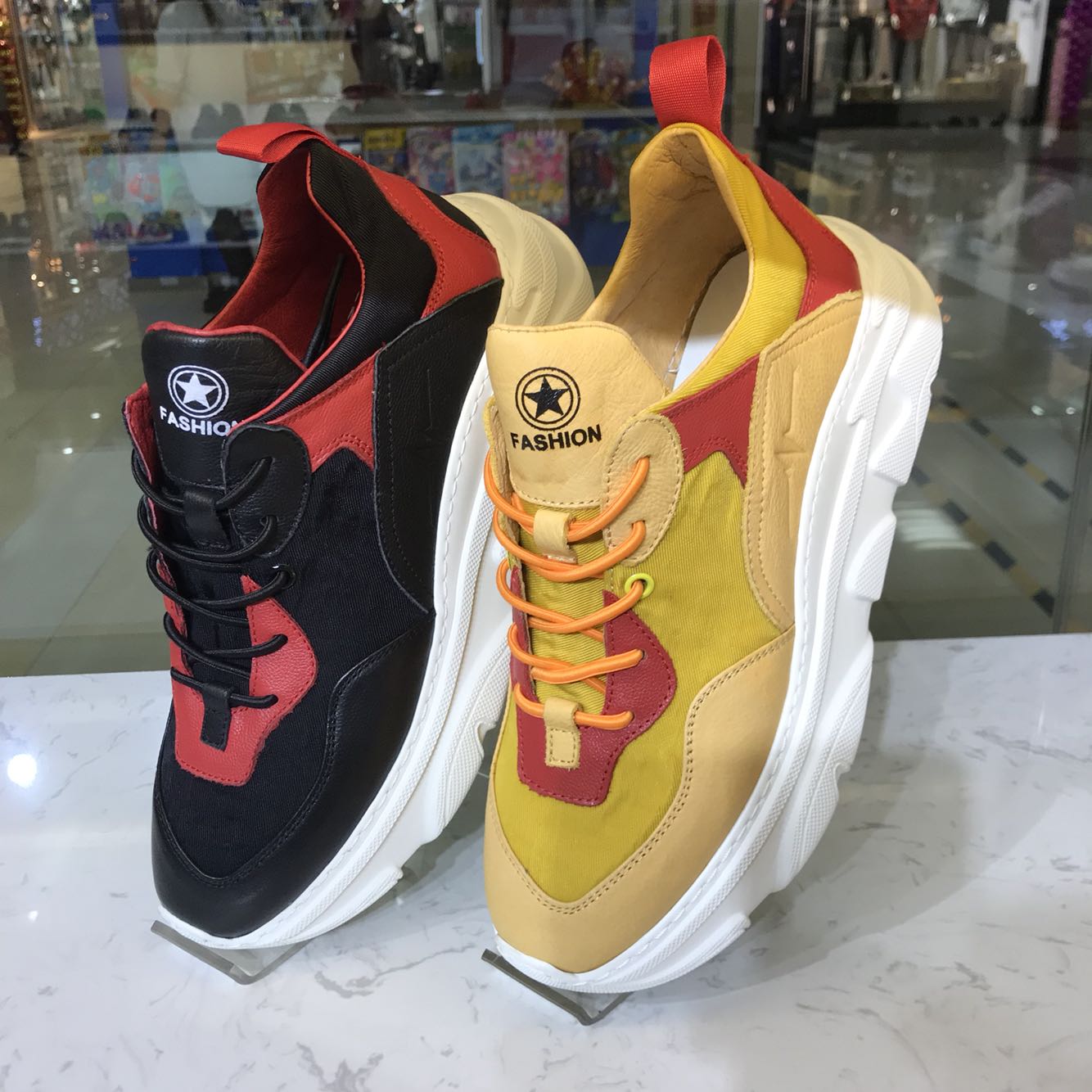 厚底大牌同款时尚黄色装脚老爹鞋