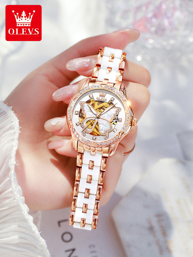 2021 new fashion trend watch Women's mechanical watch Automatic ceramic large dial Brand-name women's watch