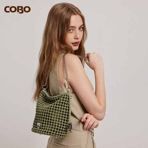 cobo/羚羊真皮手工女士单肩女包