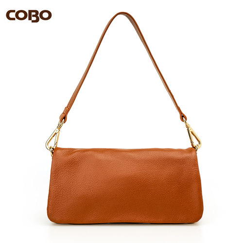 COBO头层牛皮单肩斜挎女包