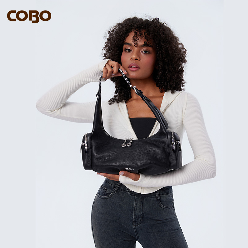 COBO/蔻尔宝2025年新品头层牛皮单肩斜挎手提包时尚休闲百搭女包