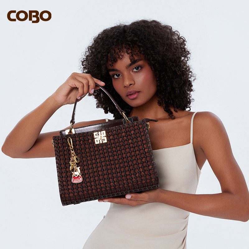 COBO/蔻尔宝2025年新品头层牛皮时尚单肩手提斜挎包手工编织女包,箱包皮具/热销女包/男包,通用款女包,淘宝优惠券,粉丝福利购,淘宝优惠卷