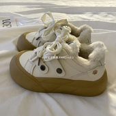 方鱼鹿 百搭chic小众学生板鞋 厚底增高加绒小白鞋 女2024秋冬新款