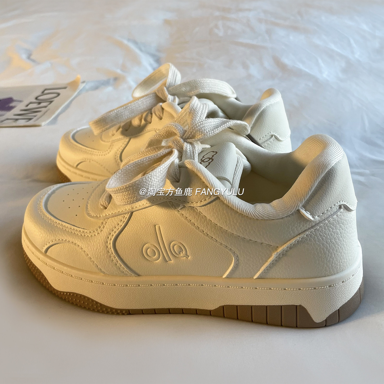 方鱼鹿 厚底面包鞋女2025年春季新款百搭透气休闲运动小白鞋板鞋,女鞋,休闲板鞋,淘宝优惠券,粉丝福利购,淘宝优惠卷