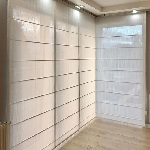 可拆洗日式亚麻窗帘电动罗马帘