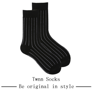Twnn 长筒袜纯棉条纹潮 Socks袜子女中筒袜秋冬日系情侣袜韩国男士