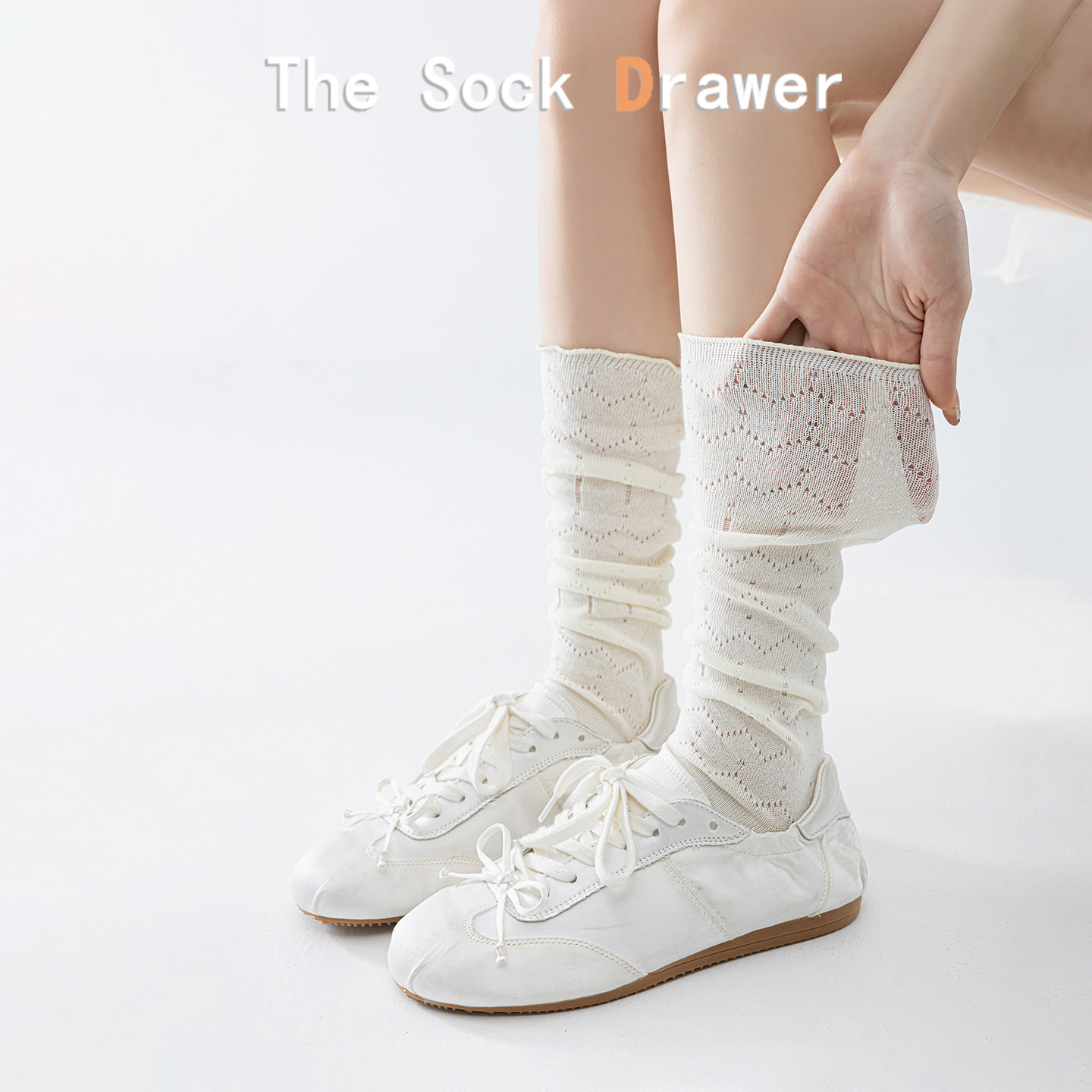 镂空网眼透气袜套女夏季薄款芭蕾风纯欲小腿袜白色松口花边脚套