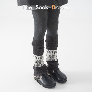 费尔岛针织袜套女士秋冬加厚叠穿双针阔腿喇叭型小腿堆堆袜腿套