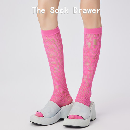 多巴胺小腿袜女夏季粉色爱心长筒袜秋季堆堆袜uns潮配拖鞋的袜子