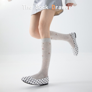 夏天芭蕾风小腿袜女薄款 外穿碎花镂空网眼透气长筒堆堆袜配芭蕾鞋