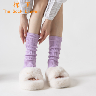 袜套女秋冬款 针织y2k紫色小腿袜踩脚堆堆袜保暖长筒袜小腿袜踩脚