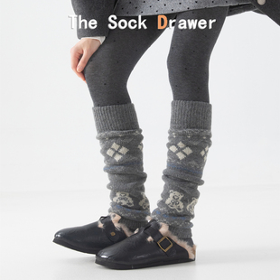 民族风羊毛袜套女士秋冬天外穿保暖加厚抗寒针织堆堆袜毛绒腿套