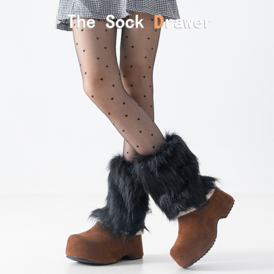y2k辣妹袜套短款女冬天保暖加厚仿皮草千禧风日系Lolita毛绒腿套
