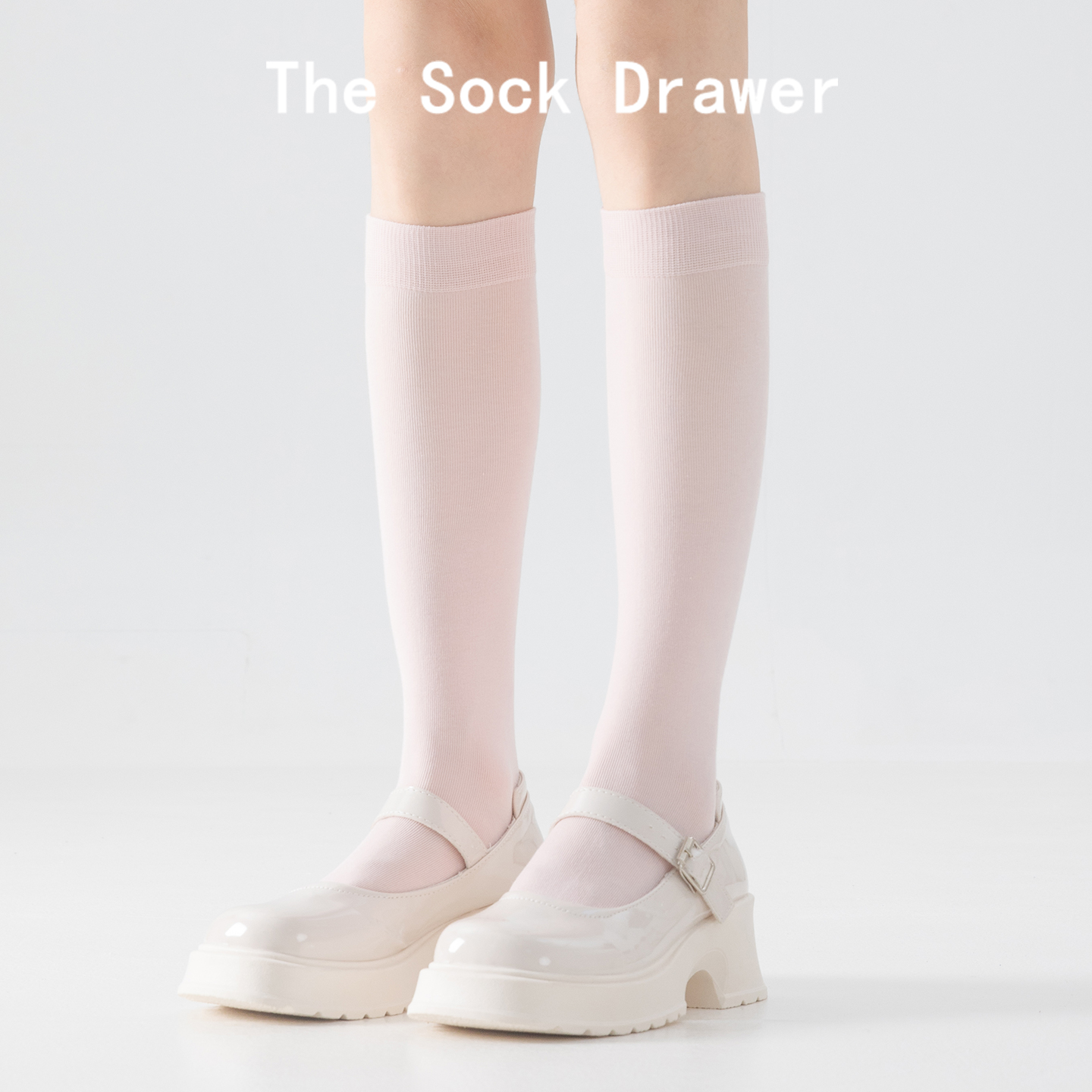 粉色长筒袜子女春秋及膝高筒袜子jk少女学院风微压显瘦小腿袜子