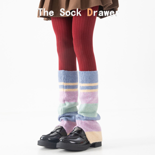 y2k辣妹设计师款 袜套女冬天加厚保暖堆堆袜开叉叠穿半腿渐变腿套