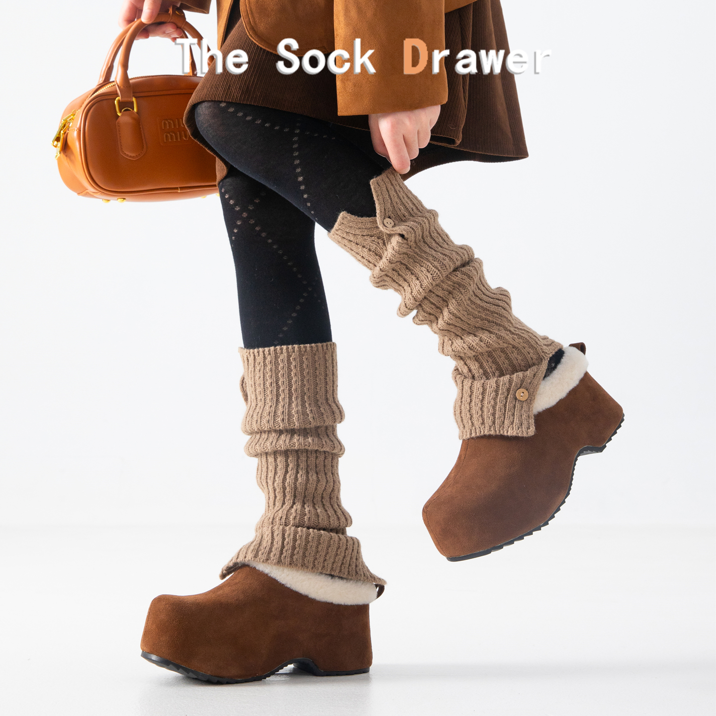 日系jk复古雪地靴纽扣袜套女冬开口叠穿y2k辣妹学院风堆堆袜腿套