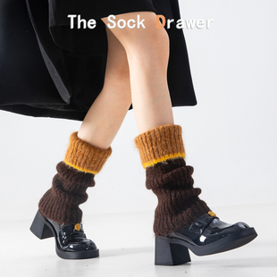 美拉德咖色袜套女冬天外穿高颜值加绒加厚保暖羊毛小腿袜堆堆腿套
