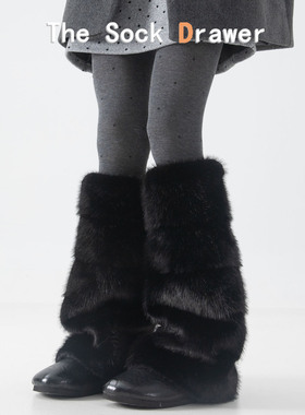 黑色毛绒袜套女加厚保暖美式宽松阔腿防兔绒长筒叠穿堆堆袜腿套