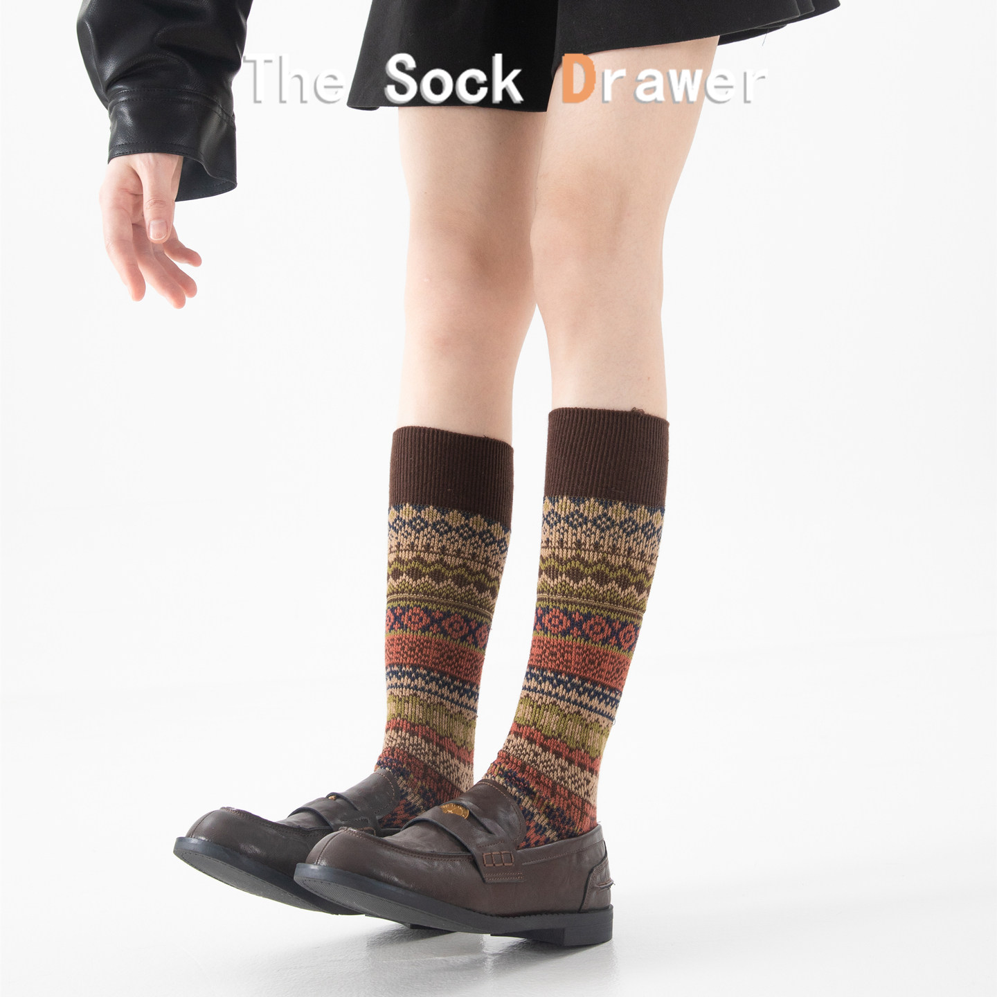 袜子女高筒秋冬季新款咖色双针双路复古费尔岛学院风长筒小腿袜子,女士内衣/男士内衣/家居服,中筒袜,淘宝优惠券,粉丝福利购,淘宝优惠卷