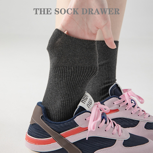 松口不勒脚纯色无骨堆堆袜春秋外穿潮灰色中筒袜子女士棉防臭夏天
