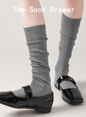 2025春秋季新款灰色小腿袜女miu系芭蕾风长筒堆堆袜学院风潮袜子