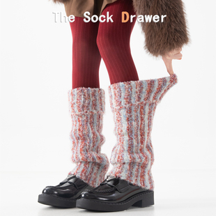 毛毛袜套女秋冬加厚加绒保暖半腿叠穿小腿堆堆袜腿套竖纹护腿套