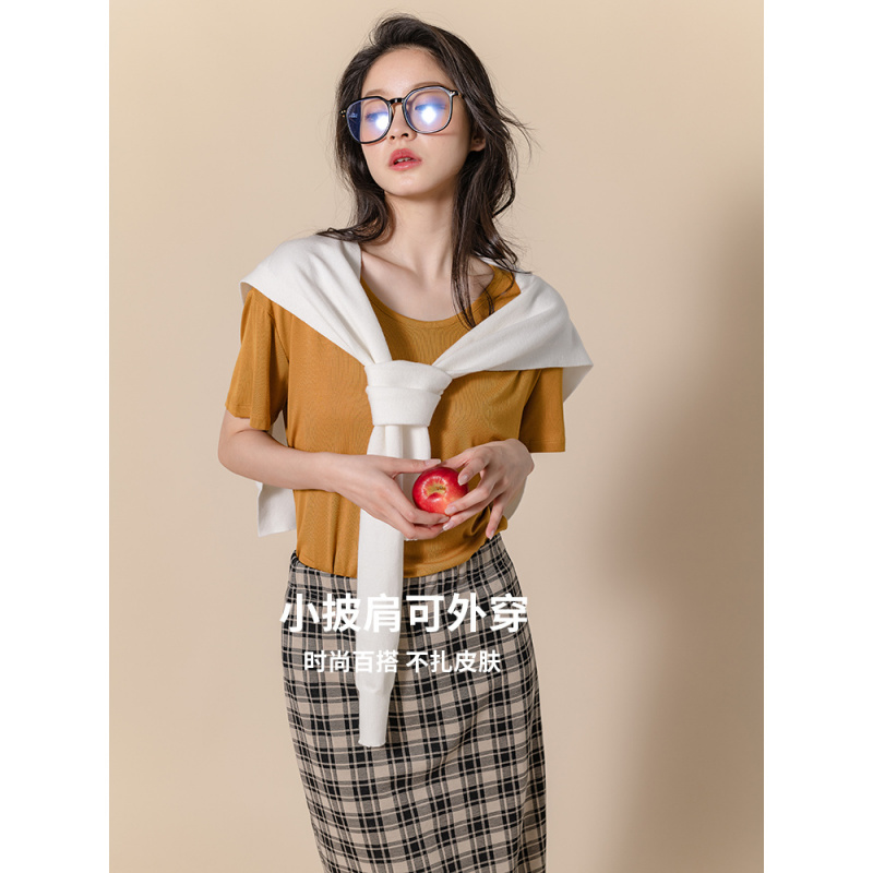 网红衬衫小披肩外搭女2024春秋针