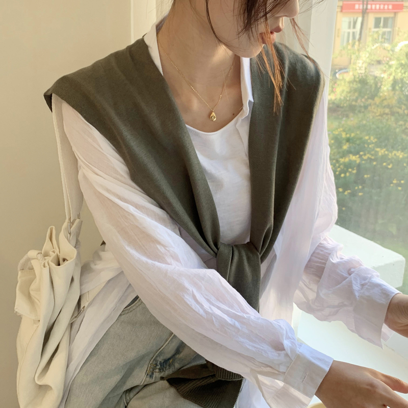 针织小披肩女米色2024春秋护颈外