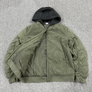 外贸秋冬连帽可拆棒球领设计感飞行夹克保暖棉服外套潮男