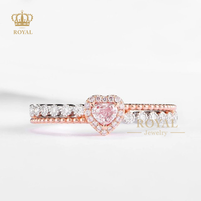 ROYAL珠宝0.164CT粉钻戒指钻戒女戒自戴送礼送老婆女朋友女儿闺蜜