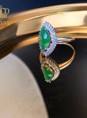 天然缅甸18k金镶嵌戒指送妈妈