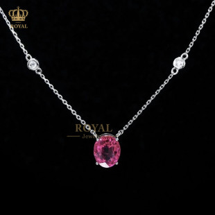 ROYAL珠宝1.4CT碧玺项链女钻石18K金爪镶轻奢日常通勤搭配送女友