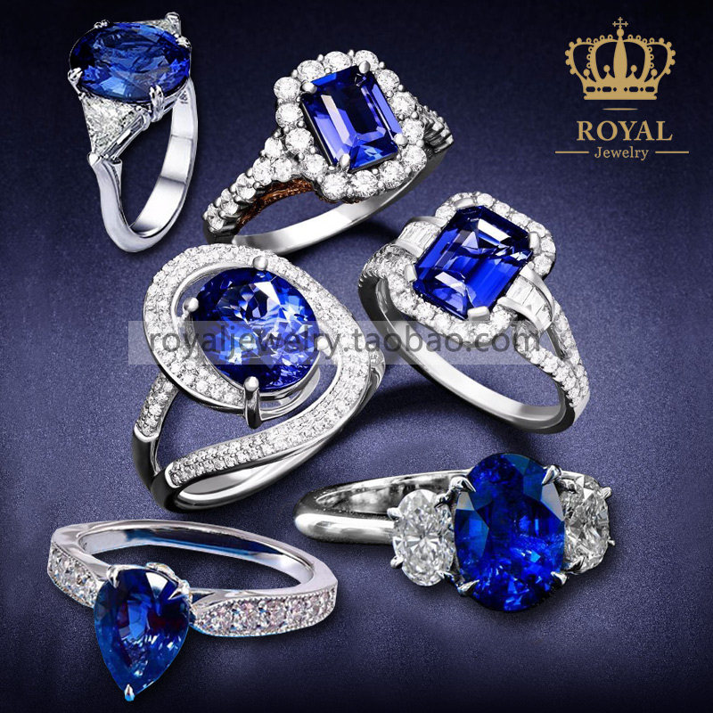 ROYAL蓝宝石戒指女18k金天然无烧彩色宝石钻石1CT皇家蓝斯里兰卡