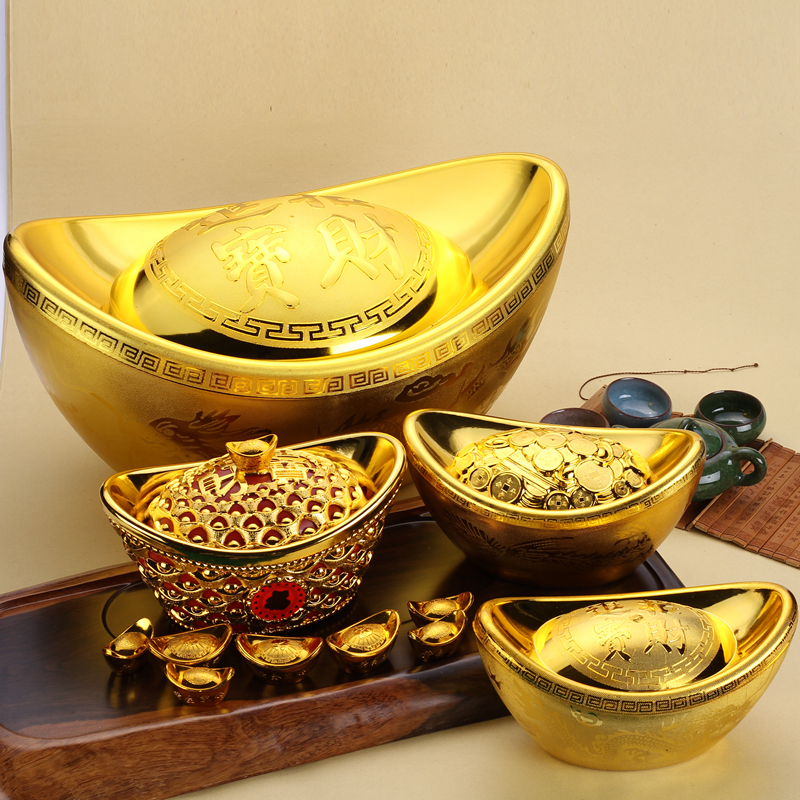 金元宝塑料空心元宝招财进宝家居装饰客厅创意聚财摆件糖果盒包邮