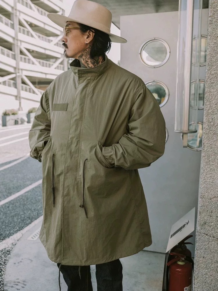 日系复古廓形时尚男女宽松M51军装风长款风衣两件套夹克外套上衣