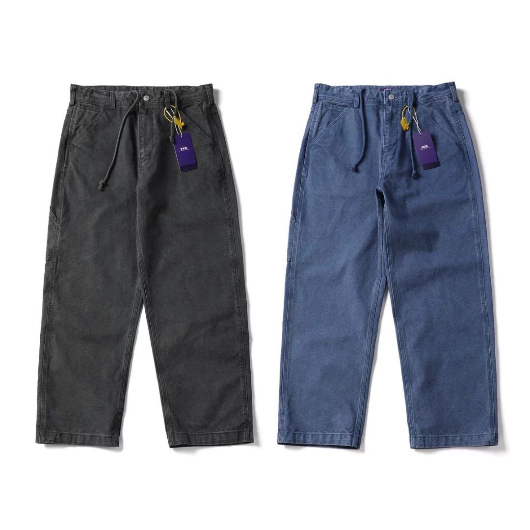 25SS日系复古宽松潮牌洗水做旧工装B11伐木裤休闲直筒牛仔裤男女
