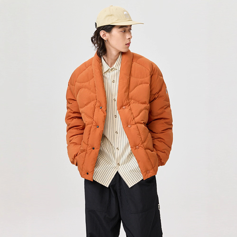 设计感日系菱格男女同款道袍情侣款羽绒服短款休闲户外保暖外套男