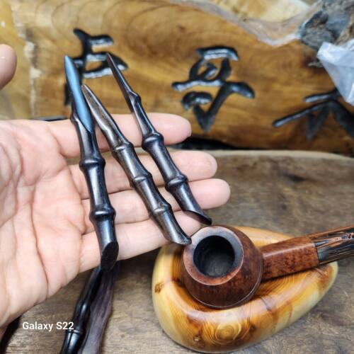 高档手工实木竹节烟斗压棒刮刀铲烟灰偏心斜面烟斗填草棒防熄火