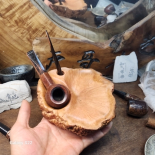 手工高档意大利石楠木根瘤醒草盘单位烟斗架直弯斗通用烟斗操作盘