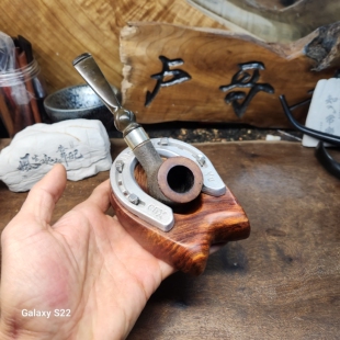 手工个性复古马蹄铁实红木单位烟斗架马掌大直弯斗烟斗展示架座托