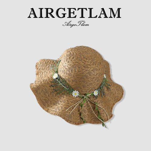 AirgeTlam/法式田园风编织草帽女2026新款大帽檐海边度假防晒遮阳