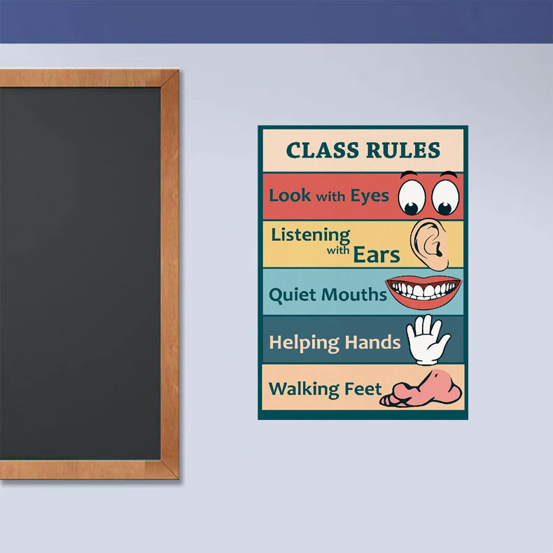 class rules班级管理规则英文教室海中小学校教室装饰画环创培训图片