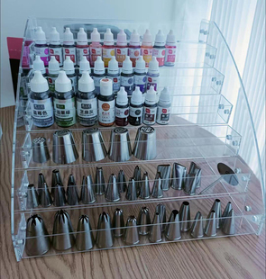 蛋糕店食用色素烘培盒裱花嘴亚克力透明展架多层烘培店生日蜡烛架