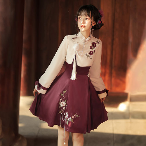 中华风Lolita连衣裙立领绣花