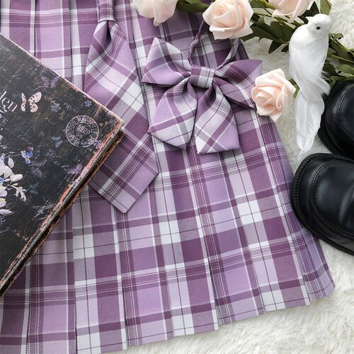 清仓原创【歌之信使】jk制服 衬衫 格裙紫格 - 封面