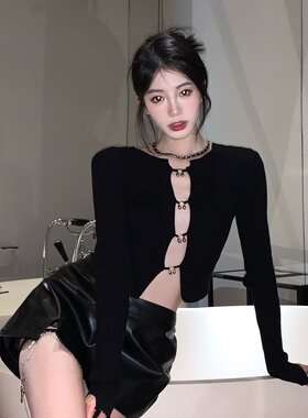 大码胖妹妹性感镂空针织衫女